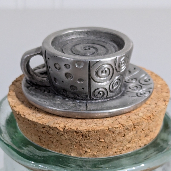 Vintage 90s Friends Era Pewter Recycled Glass Coffee Bean/tea Jar - Picture 6 of 13